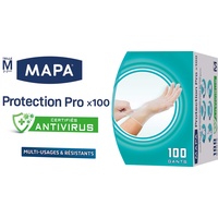 MAPA Schutzhandschuhe Pro x 100 – Einweghandschuhe aus Vinyl, puderfrei und latexfrei – zertifiziert Diebstahlschutz – robust und vielseitig einsetzbar – Box mit 100 Handschuhen – Größe M