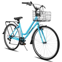 Hiland 700C Cityräder, 28 Zoll Urban City Pendler Fahrrad, Shimano 7 Gang Blau Damen Fahrrad, Hollandrad Hybrid Fahrrad für Männer Frauen