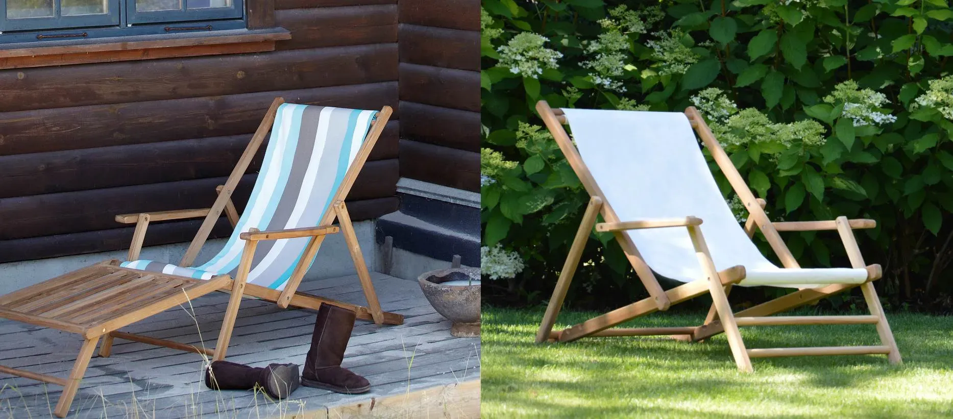 Outdoor Liegestuhl Maxx Bezug meerblau mit Fußteil