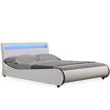 Corium LED Polsterbett Valencia 180x200cm Weiß mit schwarzer Kante