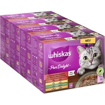 Whiskas 1+ Katzenfutter Pure Delight Klassische Auswahl in Gelee, 12x85g (4 Packungen) – Hochwertiges Nassfutter für ausgewachsene Katzen in 48 Portionsbeuteln