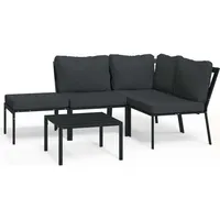 vidaXL 5-tlg. Garten-Lounge-Set mit Grauen Kissen Stahl