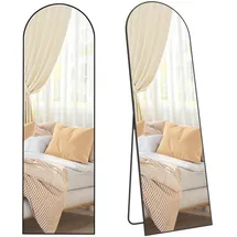 Songmics Ganzkörperspiegel, 160 x 50 cm, gewölbter Standspiegel Schwarz,