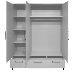 Mäusbacher Olaf Kleiderschrank Holzwerkstoff Kreidegrau matt lack 148x195x51 cm - Kreidegrau matt lack