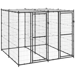 Outdoor-Hundezwinger Stahl mit Überdachung 4,84 m2