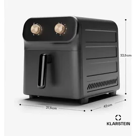 Klarstein AeroCrisp 9 Heißluftfritteuse, 1900 W, 9 Liter, Drehknöpfe Schwarz