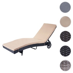 Sonnenliege HWC-D80, Gartenliege Relaxliege Liege, Poly-Rattan ~ anthrazit, Kissen beige