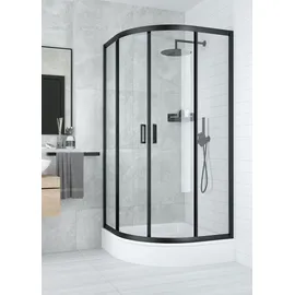Deante Funkia Nero Halbrunddusche 90 x 90 cm rechts Schwarz/Transparent 5908212090312