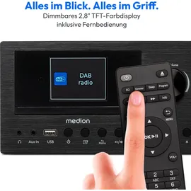 Medion P85003 Micro Audio System Kompaktanlage (Internetradio, DAB+, PLL UKW Radio, Bluetooth, USB Anschluss, AUX, 2x150 W)