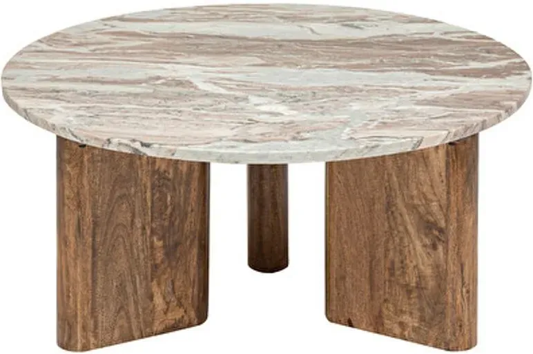 Atmosphera Coppa Couchtisch beige Mangoholz und Marmor