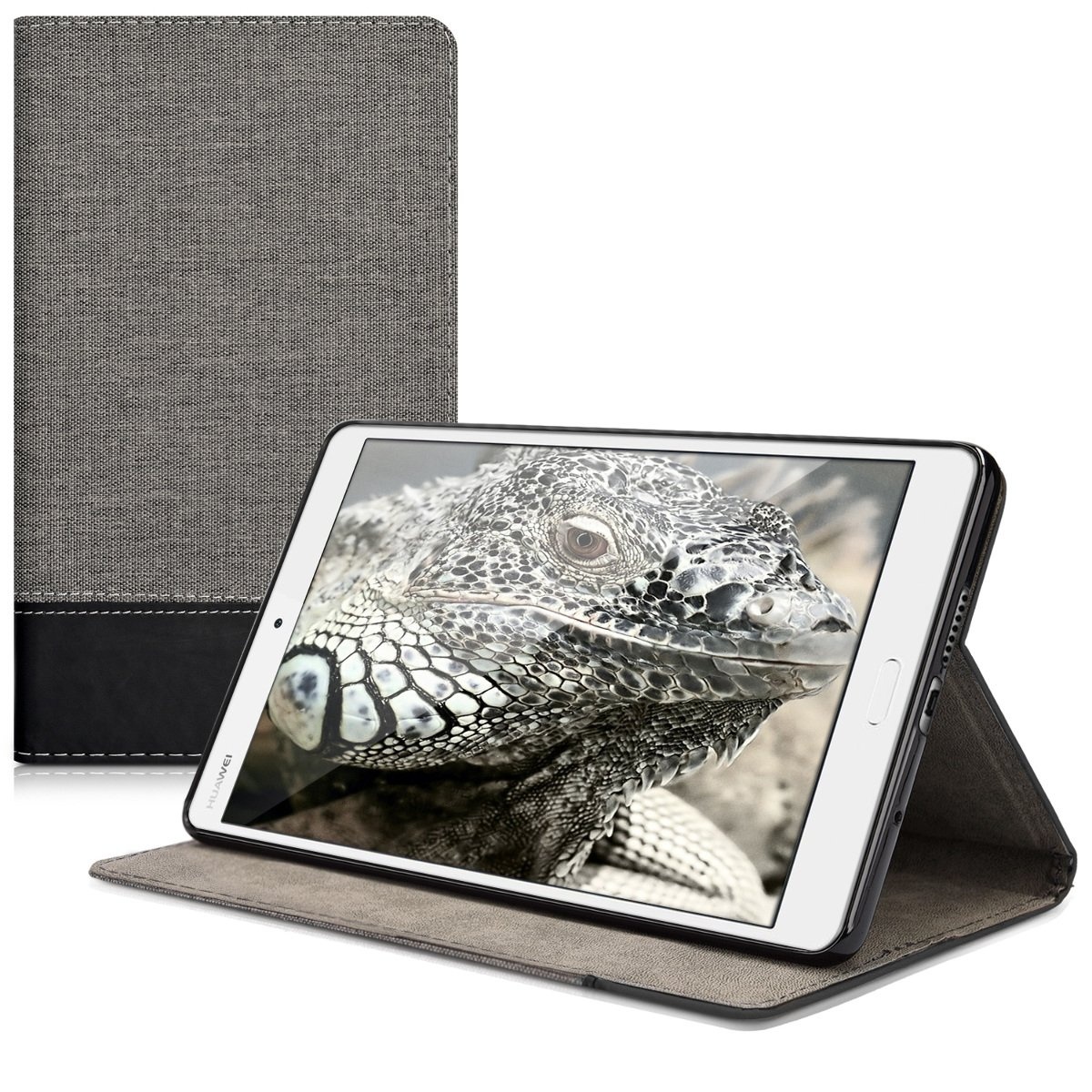 kwmobile Schutzhülle kompatibel mit Huawei MediaPad M3 8.4 - Hülle Slim - Tablet Cover Case mit Ständer Grau Schwarz