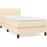 vidaXL Boxspringbett mit Matratze Creme 100x200 cm Stoff - Creme
