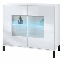 Vladon Kommode, Weiß Hochglanz, 92.5x83.5x35 cm, Wohnzimmer, Kommoden &