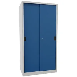 Pavoy Schiebetürenschrank Stahl 1950 x 1000 x 600 mm lichtgrau/enzianblau 4 Fachböden