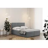 Kaiser Boxspringbett mit bettkasten matratze BALI stoff Mat Velvet Grau 160x200 cm