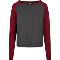 URBAN CLASSICS Damen TB4539-Ladies Contrast Raglan Longsleeve T-Shirt, Charcoal/Burgundy,