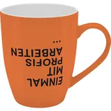 GRUSS & CO Tasse mit Motivdruck "Einmal mit Profis arbeiten...", mit Banderole