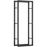 Homcom Kaminholzregal 60 x 25 x 150 cm Brennholzregal Stapelhilfe Stahlrahmen bis 100kg Kaminholzunterstand Outdoor Holzregal Feuerholzregal für Garten Terrasse Außen Schwarz