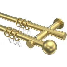 Interdeco GARDINENSTANGE Platon Luino 520 cm (geteilt in 4 x 130 cm), 2-läufig, 20 mm Ø Messing-Optik