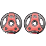 Bad Company K-Grip Hantelscheiben mit Griffen I Kunststoff ummantelte Gewichte 30/31 mm I 2 x 2,5 kg (schwarz/rot)