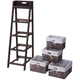 Mendler Leiterregal Goiana Standregal 101 x 30 x 4 cm Weiß