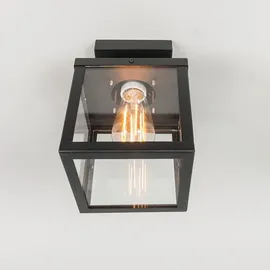 QAZQA Outdoor-Deckenleuchte Edelstahl 1-flammig E27 schwarz