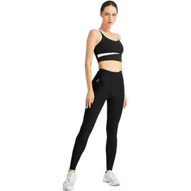 VS VARIOSPORTS Variosports Damen mesh Leggings lang mit Handy-Taschen - Leggins Sporthose Hüfttasche für Smartphone (mesh2-schwarz, XL) - XL