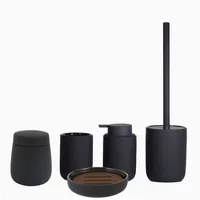 houseproud Ceramic Silk Badset 5-teilig aus Keramik mit Rubber Coating (Black)
