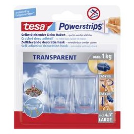 Tesa POWERSTRIPS® Klebehaken Large Transparent Inhalt: 2St.