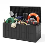 UDPATIO Gartenbox Wasserdicht 680 L, Vielseitige Auflagenbox Wasserdicht mit Gasdruckfeder & Griffen, Kunststoff Kissenbox Outdoor, Wetterfeste Gartentruhe für Gartenwerkzeuge & Poolzubehör, Anthrazit