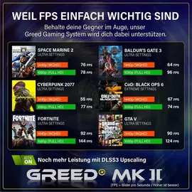 Greed MK2 Gaming-PC Intel Core i7 12700F 4,9 GHz 32 GB RAM 1 TB SSD Nvidia Geforce RTX 5060 Win 11 Pro