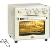 Homcom Minibackofen mit Backblech Set, Frittierkorb, Krümelblech, 1 Std. Timer, 90-230°C, 1400 W Elektrischer Mini Ofen 20L, 7 in 1 Pizza-Ofen inkl.