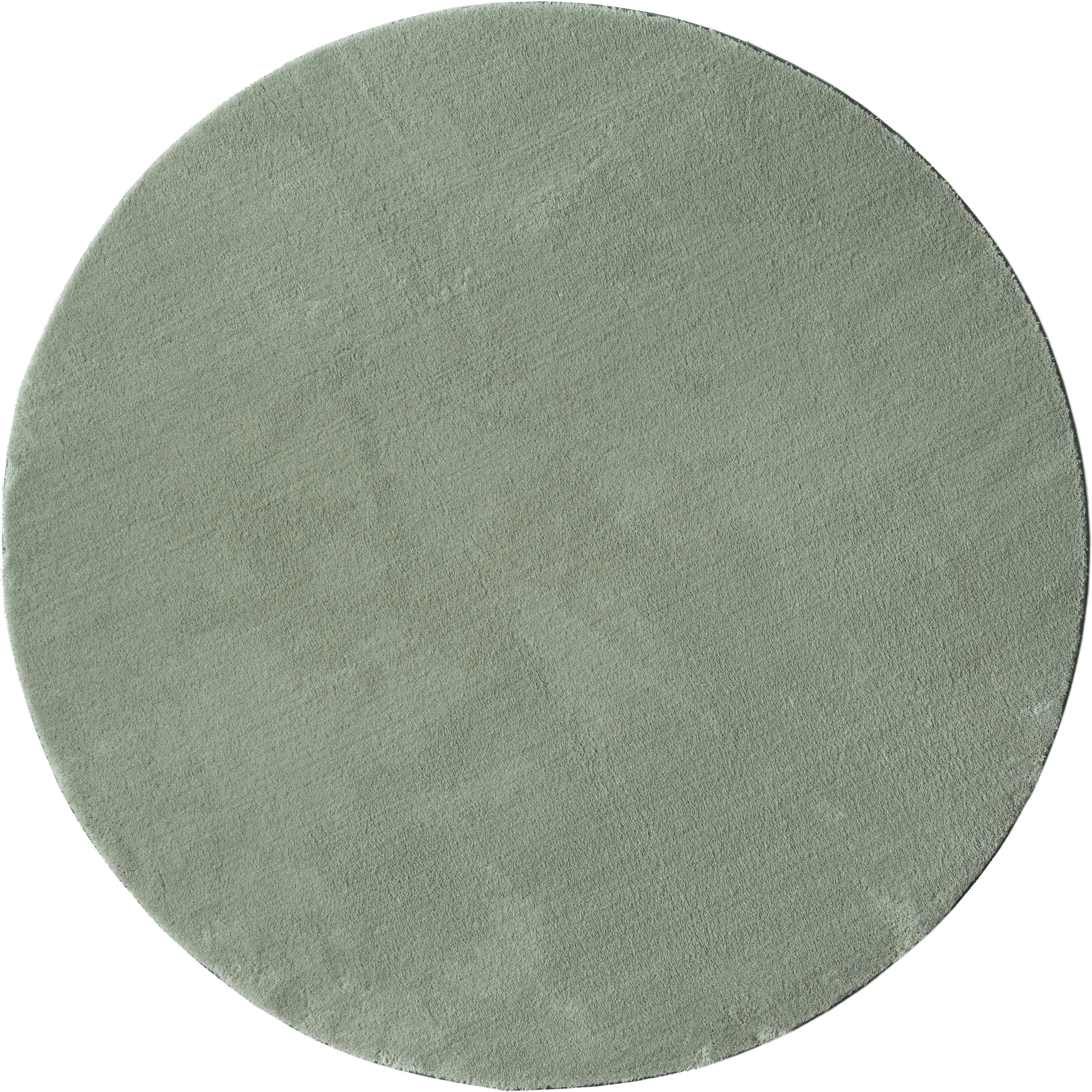 Teppich MERINOS "Loft 37" Teppiche Gr. Ø 200 cm, 16 mm, 1 St., grün Esszimmerteppiche Kunstfellteppich besonders weich und kuschelig, Fell Haptik
