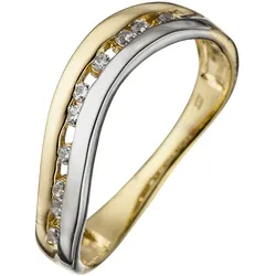 Goldring JOBO Gr. 52, gold (gelbgold 333), Fingerringe, Damen, 52, Gelbgold 333-Weißgold 333, Gelbgold 333, Weißgold 333, 333 Gold bicolor mit Zirkonia