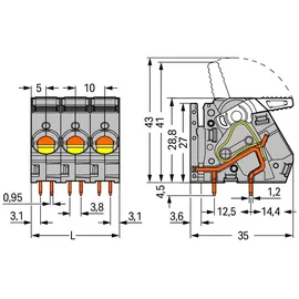 WAGO 2716-152/000-016 Printklemme 16mm2 Polzahl 2 Grün-Gelb 1St.