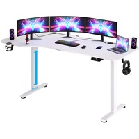 CASARIA® Höhenverstellbarer Schreibtisch mit Tischplatte Elektrisch LCD- Display 73-118cm Stahlgestell Büro Gaming Computertisch, Model:160cm Weiß
