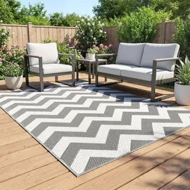 Outsunny Outdoor-Teppich 121 x 182 cm Hellgrau/Weiß