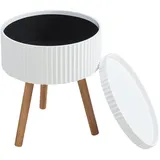 [en.casa] Beistelltisch, Bongard mit Stauraum Ø38x48 cm Weiß [en.casa]