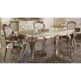 Casa Padrino Luxus Barock Esszimmer Set Weiß / Kupfer - 1 Barock Esstisch & 6 Barock Esszimmerstühle - Barock Esszimmer Möbel - Luxus Möbel im Barockstil - Edel & Prunkvoll