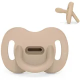 Suavinex Silikon-Schnuller, 0/6 Monate & Neugeborene, Physiologische Sx Pro-Sauger, Weich & Flexibel, Ideal zum Schlafen, Respektiert die Mundentwicklung, Colour Essence, Irish Cream