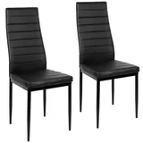 2er Set Esszimmerstühle Küchenstuhl aus Kunstleder Metallbeine Polsterstuhl Schwarz - Schwarz