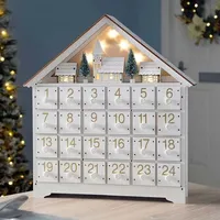 Ulisem Weihnachts-Adventskalender aus Holz mit Schubladen, wiederverwendbares LED-Licht, 24 Tage Countdown bis Weihnachten, große faltbare