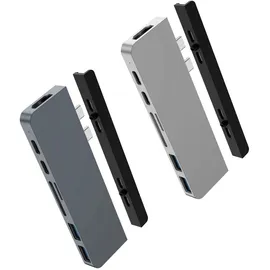 Hyper HyperDrive Duo 7-in-2 Dock für MacBook Pro/Air – Space Gray, HD28C-SILVER, grau