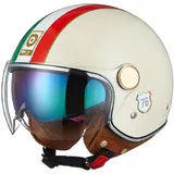 Jethelm mit Doppelvisier, Halbhelme für Motorradfahrer und Rollerfahrer, Jet-Piloten-Motorrad-Retro-Chopper-Cruiser-Vintage-Mopedhelm ·ECE Geprüft, für Männer und Frauen