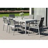 KETTLER Basic Plus Garten-Essgruppe, silber/anthrazit, Alu/Textilene, 180/240x90cm, 6 Stapelsessel