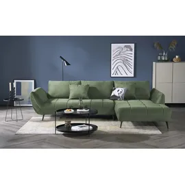 bobb Ecksofa mit Sitztiefenverstellung Carly ¦ grün ¦ Maße (cm): B: 320 H: 90 T: 215.0