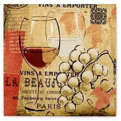 Sovie HORECA Serviette Romeo in braun aus Linclass® Airlaid 40 x 40 cm, 50 Stück - Wein Glas Trauben