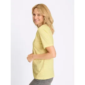 Classic Basics Print-Shirt CLASSIC BASICS "Ringelshirt", Damen, Gr. 44, gelb (zitrone, ecru, geringelt), 100% Baumwolle, gemustert, gestreift, mehrfarbig, Rundhals, Shirts