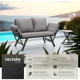 Tectake Sintra Rattan-Loungesofa hellgrau/schwarz