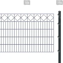Arvotec Doppelstabmattenzaun ARVOTEC "ESSENTIAL 100 zum Einbetonieren "Karo" mit Zierleiste", grau (anthrazit), H:100cm, Stahl, Kunststoff, Zaunelemente, Zaunhöhe 100 cm, Zaunlänge 2 - 60 m